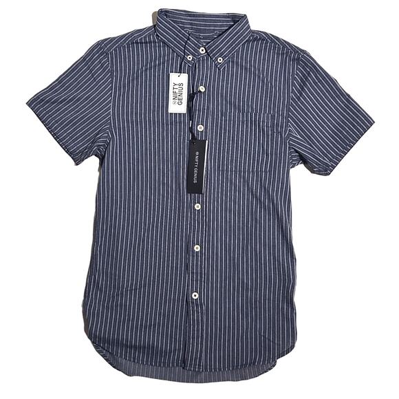NWT Nifty Genius Short Sleeve Button Down Striped Shirt XS - Picture 1 of 8